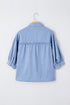 Solid Washed Drop Shoulder Bracelet Sleeve Cotton Shirt
