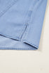 Solid Washed Drop Shoulder Bracelet Sleeve Cotton Shirt