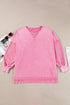Solid Washed Drop Shoulder Round Neck Sweatshirt