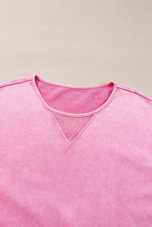 Solid Washed Drop Shoulder Round Neck Sweatshirt