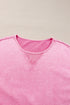 Solid Washed Drop Shoulder Round Neck Sweatshirt