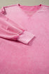 Solid Washed Drop Shoulder Round Neck Sweatshirt