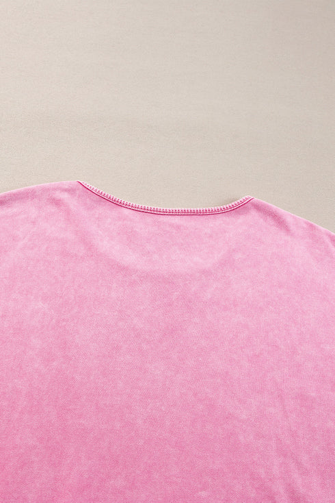 Solid Washed Drop Shoulder Round Neck Sweatshirt