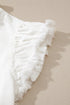 Solid Western Frilled Collar Flutter Sleeve Denim Top