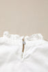 Solid Western Frilled Collar Flutter Sleeve Denim Top