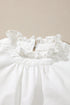 Solid Western Frilled Collar Flutter Sleeve Denim Top