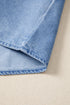 Solid Western Frilled Collar Flutter Sleeve Denim Top