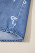 Solid Western Frilled Collar Flutter Sleeve Denim Top