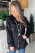 Solid Western Sequin Patch Pocket Corded Shirt Jacket