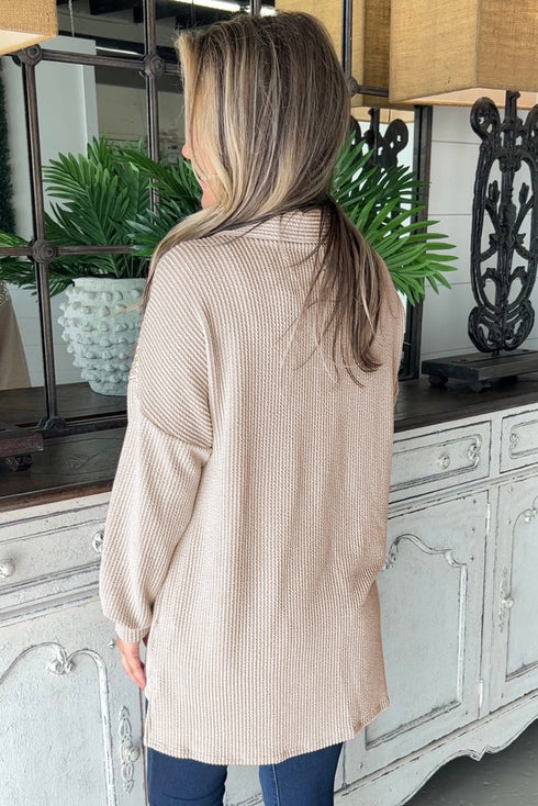 Solid Western Sequin Patch Pocket Corded Shirt Jacket
