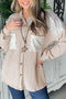 Solid Western Sequin Patch Pocket Corded Shirt Jacket