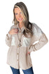Solid Western Sequin Patch Pocket Corded Shirt Jacket