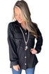 Solid Western Sequin Patch Pocket Corded Shirt Jacket