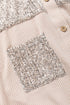 Solid Western Sequin Patch Pocket Corded Shirt Jacket