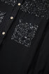 Solid Western Sequin Patch Pocket Corded Shirt Jacket