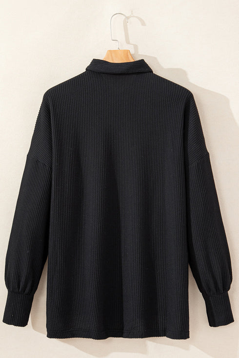 Solid Western Sequin Patch Pocket Corded Shirt Jacket