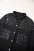 Solid Western Sequin Patch Pocket Corded Shirt Jacket