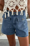 Solid Western Style Flap Pocket Denim Shorts