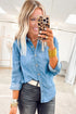 Solid Western Style Slim Fit Denim Button Down Shirt