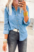 Solid Western Style Slim Fit Denim Button Down Shirt