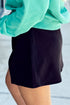 Solid Wrapped Front Side Slit Casual Shorts