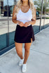 Solid Wrapped Front Side Slit Casual Shorts