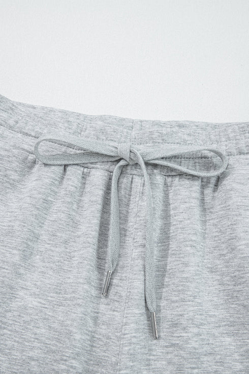 Solid Zip Collar Long Sleeve Drawstring Pant Set