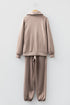 Solid Zip Collar Long Sleeve Drawstring Pant Set