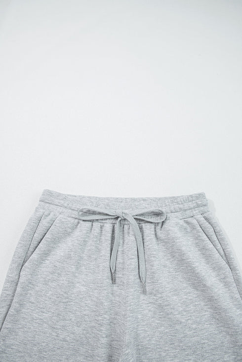 Solid Zip Collar Long Sleeve Drawstring Pant Set