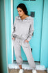 Solid Zip Collar Long Sleeve Drawstring Pant Set