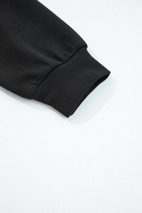 Solid Zip Collar Long Sleeve Drawstring Pant Set