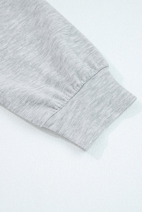 Solid Zip Collar Long Sleeve Drawstring Pant Set