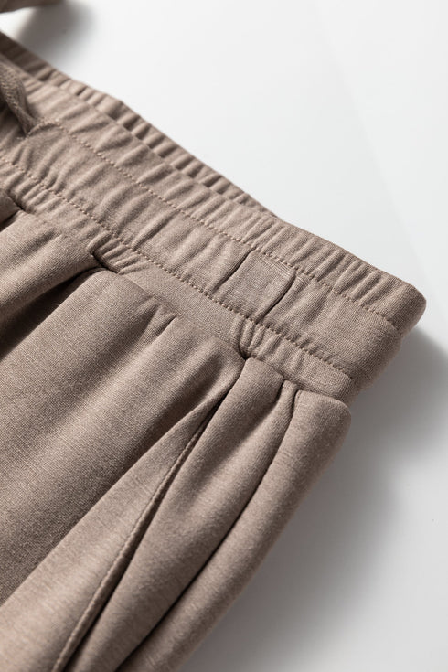 Solid Zip Collar Long Sleeve Drawstring Pant Set