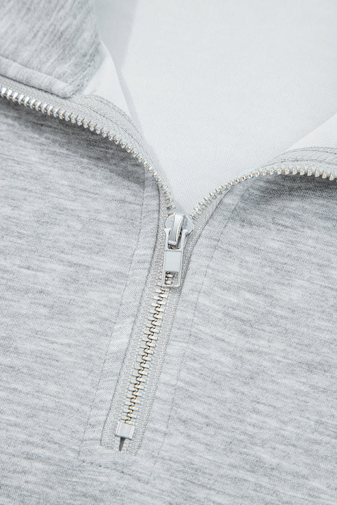 Solid Zip Collar Long Sleeve Drawstring Pant Set