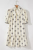 Sophisticated Cute Bowknot Printed Bubble Sleeve V Neck Mini Dress