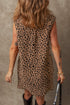 Sophisticated Leopard Print V Neck Sleeveless Colla Mini Dress