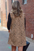 Sophisticated Leopard Print V Neck Sleeveless Colla Mini Dress