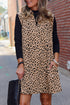 Sophisticated Leopard Print V Neck Sleeveless Colla Mini Dress