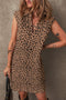 Sophisticated Leopard Print V Neck Sleeveless Colla Mini Dress