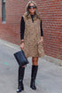 Sophisticated Leopard Print V Neck Sleeveless Colla Mini Dress