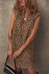 Sophisticated Leopard Print V Neck Sleeveless Colla Mini Dress