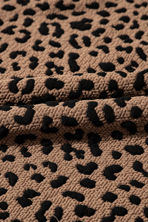 Sophisticated Leopard Print V Neck Sleeveless Colla Mini Dress
