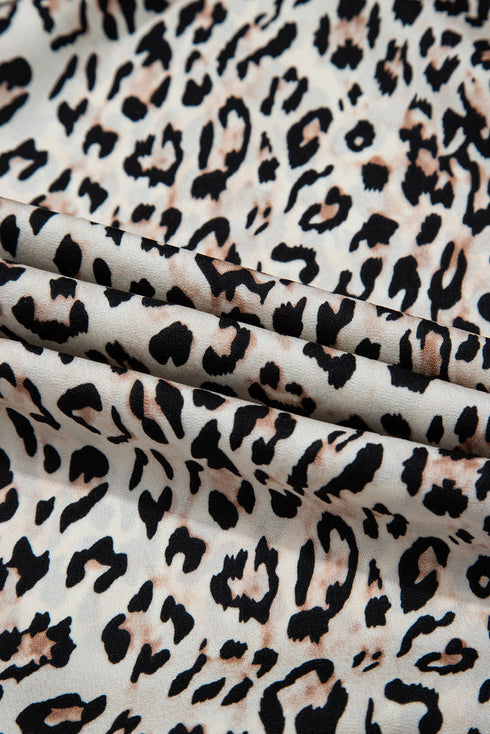 Sophisticated Leopard Printed Halter Neck Backless Ruffled Hem Maxi Dress