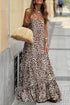 Sophisticated Leopard Printed Halter Neck Backless Ruffled Hem Maxi Dress