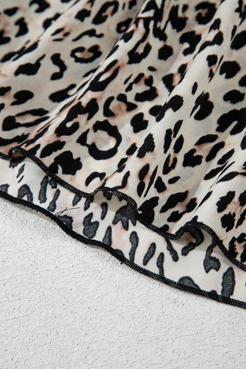Sophisticated Leopard Printed Halter Neck Backless Ruffled Hem Maxi Dress