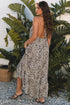 Sophisticated Leopard Printed Halter Neck Backless Ruffled Hem Maxi Dress