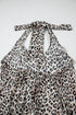Sophisticated Leopard Printed Halter Neck Backless Ruffled Hem Maxi Dress