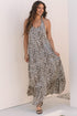 Sophisticated Leopard Printed Halter Neck Backless Ruffled Hem Maxi Dress