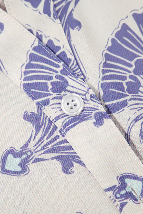 Sophisticated Medallion Print Collared Button Front A-Line Mini Shirt Dress