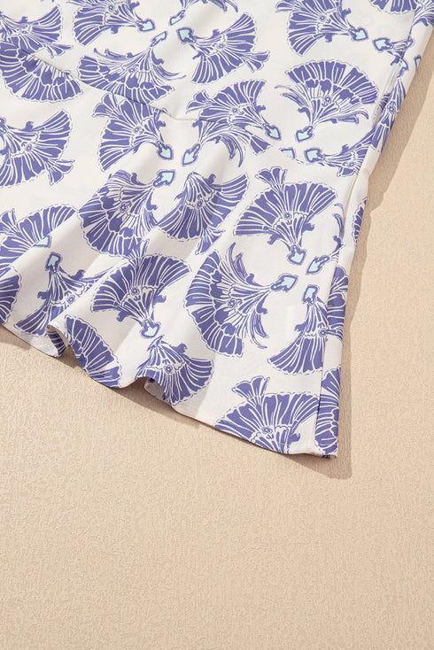 Sophisticated Medallion Print Collared Button Front A-Line Mini Shirt Dress